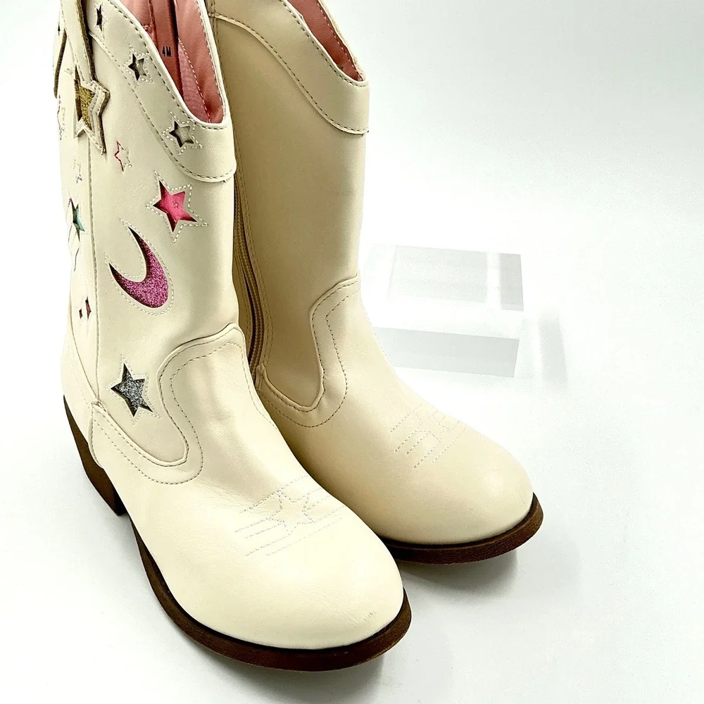 Jellypop Girls Size 1 Boots Cream Moon Star Glitter NEW Veronika Kids $50